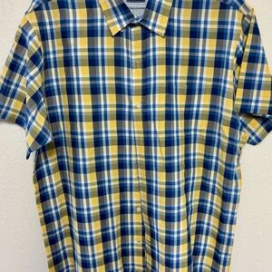 Izod Men's Plaid Shirt in Blue and Yellow